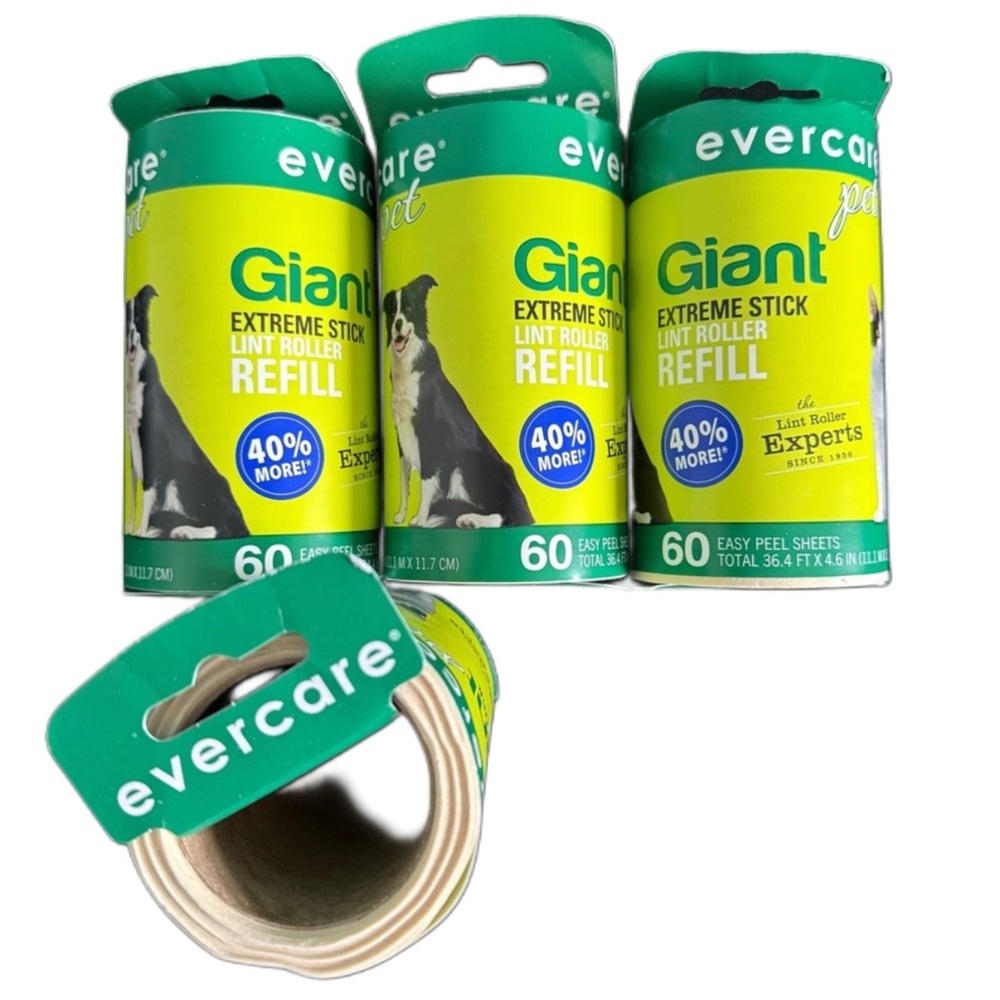 Evercare Pet Giant Extreme Stick Lint Roller Refill (Pack of 4)